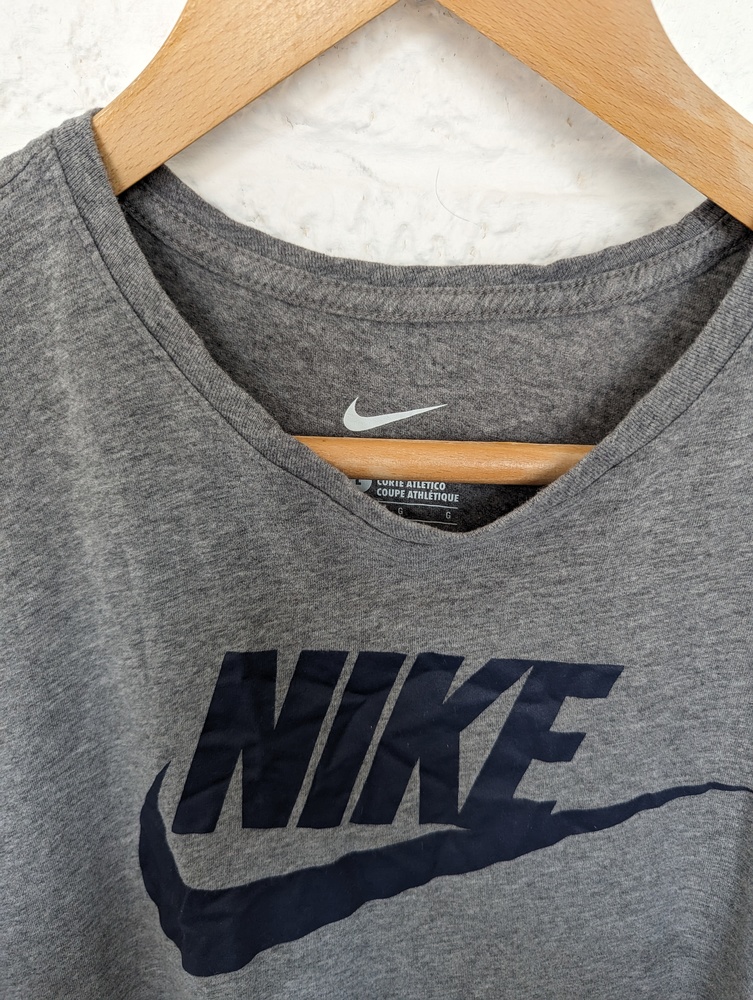 Retro Nike Crew Neck T Shirt - Size 2xl - Grey Spellout - Cotton - P2P 24" - Picture 5 of 6
